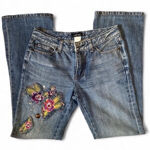 Women's Blue Jeans with Floral Embroidery